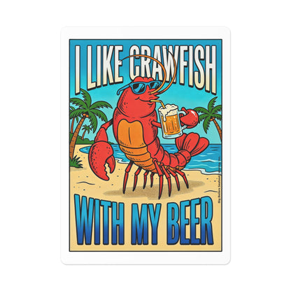 Poker Cards — Crawfish Drinking Beer on the Beach ("I Like Crawfish With My Beer")