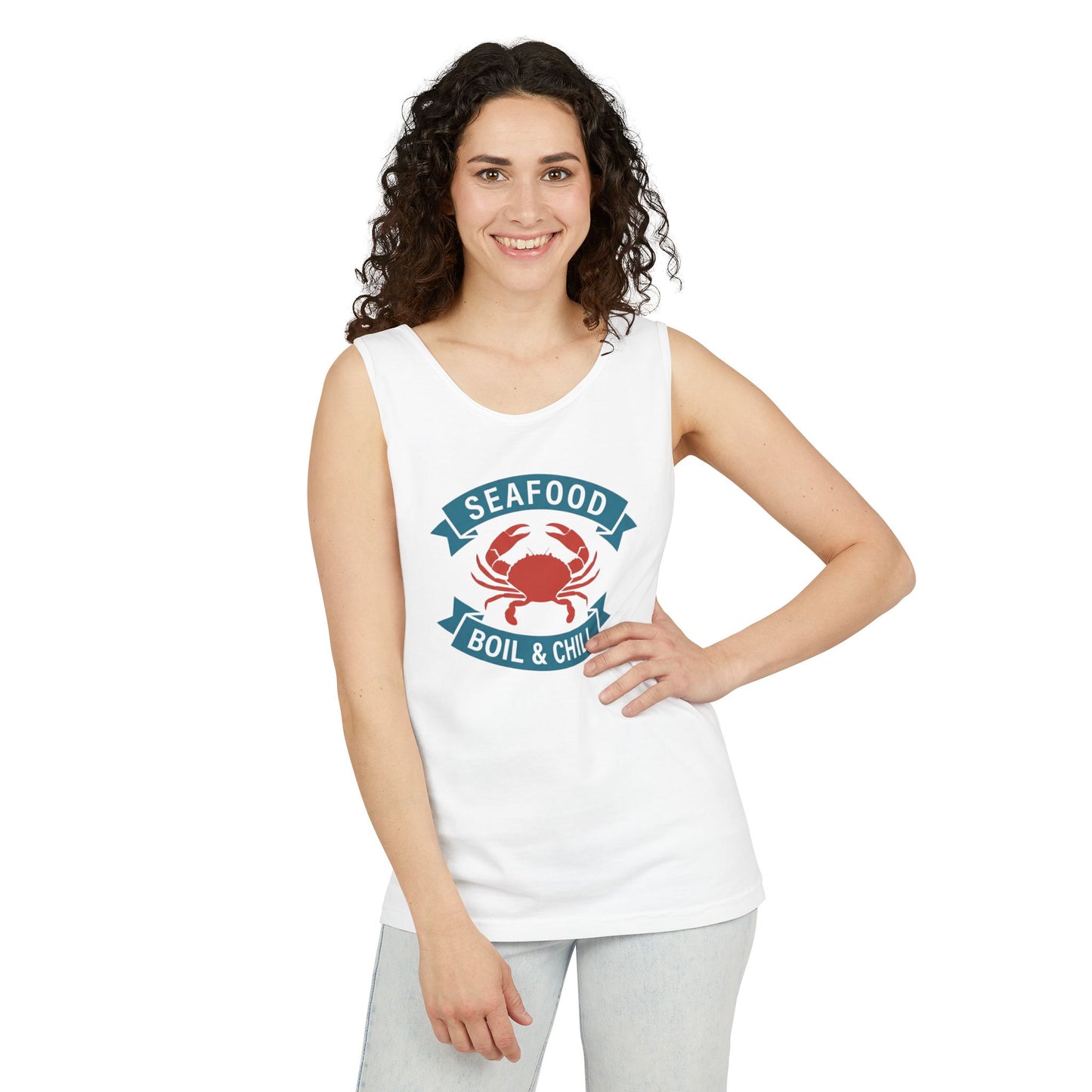 Seafood Boil & Chill Tank Top — Crab Graphic Summer Beach Shirt