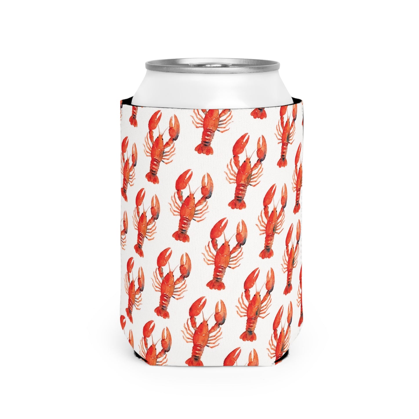 Lobster or Crawfish Pattern Can Cooler Sleeve — Insulated Neoprene Koozie for Seafood Boils & Summer Parties