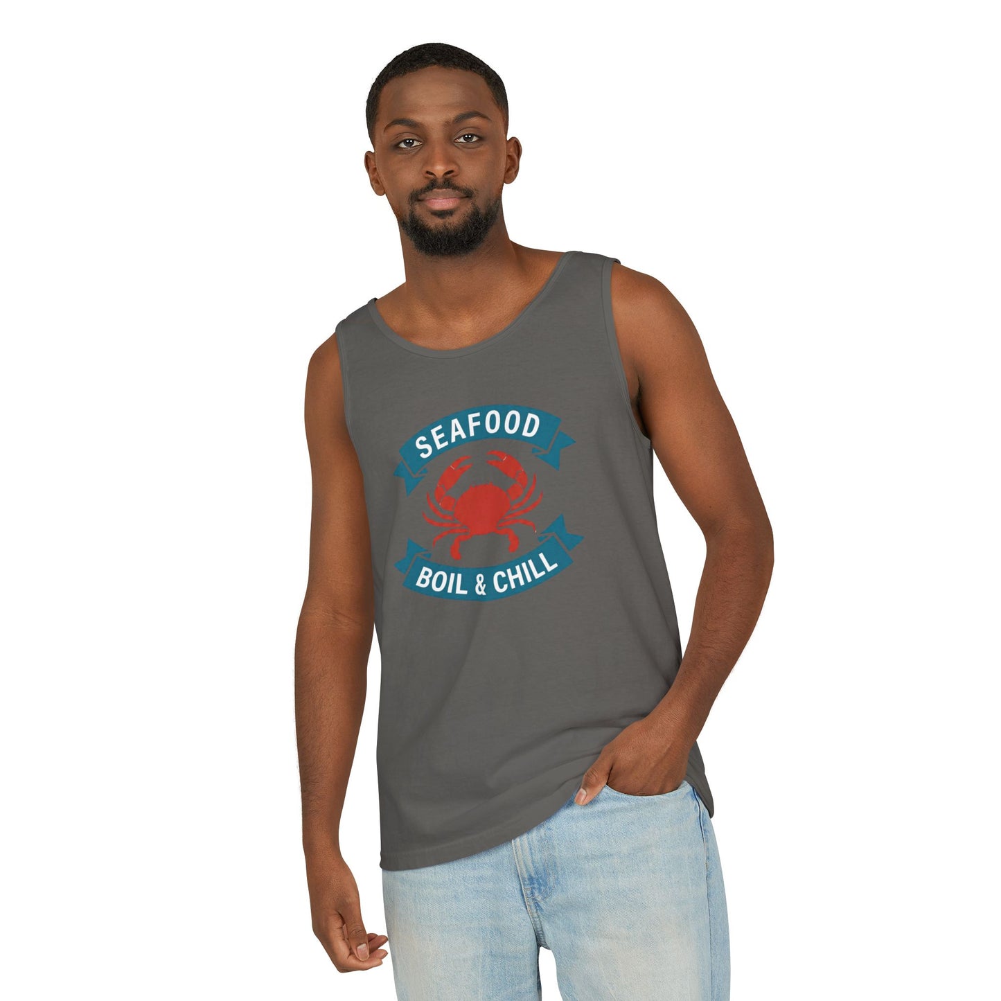Seafood Boil & Chill Tank Top — Crab Graphic Summer Beach Shirt