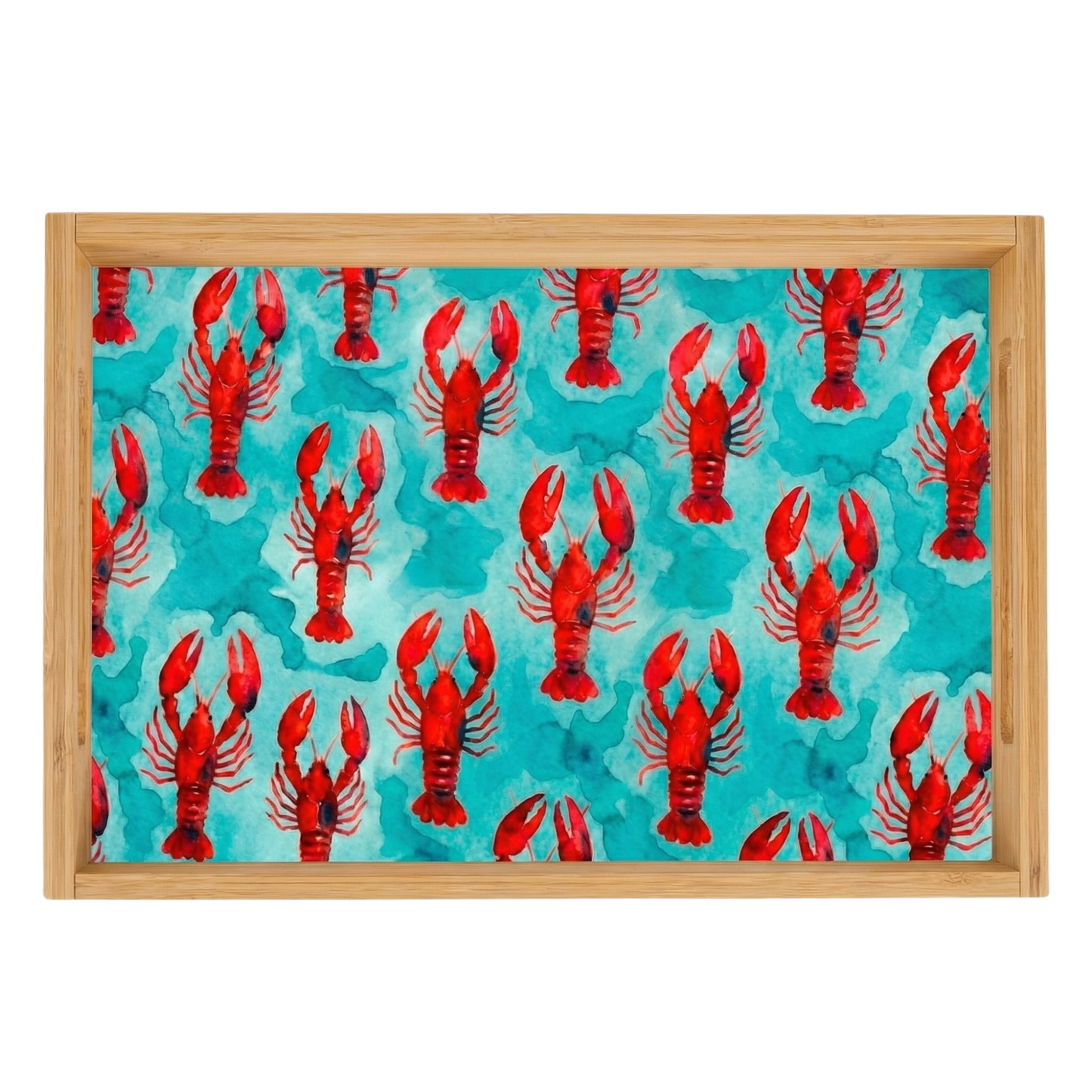 Lobster in Water Pattern Large Serving Tray – Coastal Seafood Kitchen Decor