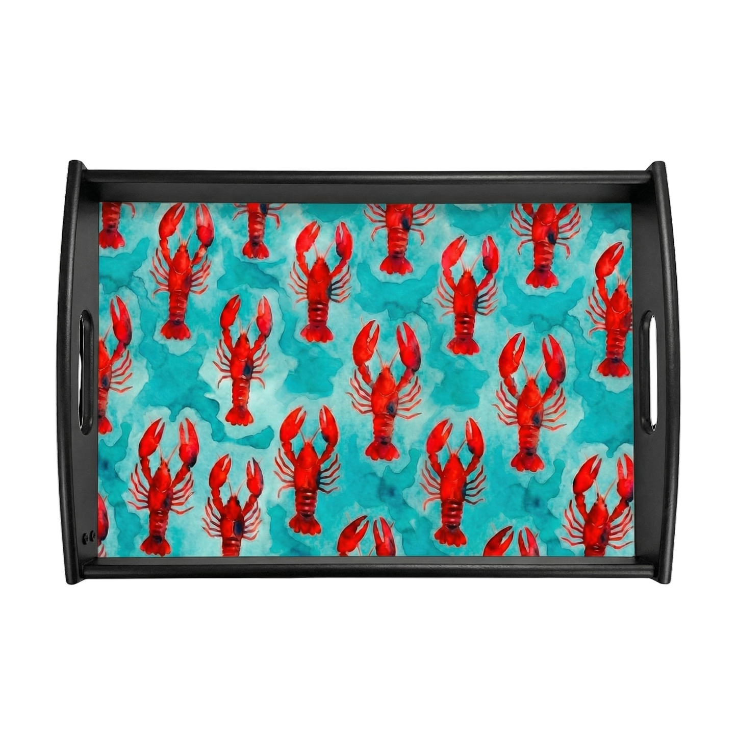 Lobster in Water Pattern Large Serving Tray – Coastal Seafood Kitchen Decor