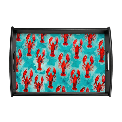 Lobster in Water Pattern Large Serving Tray – Coastal Seafood Kitchen Decor