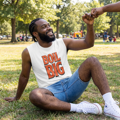 Boil Big Muscle Tank — Bold Retro Lettering Seafood & Crawfish Party Shirt