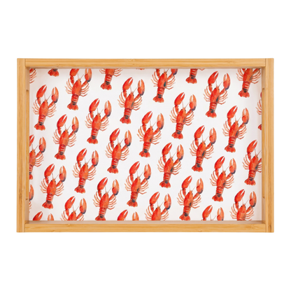 Lobster Crawfish Pattern Large Serving Tray – Coastal Seafood Kitchen Decor
