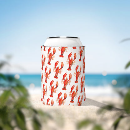Lobster or Crawfish Pattern Can Cooler Sleeve — Insulated Neoprene Koozie for Seafood Boils & Summer Parties