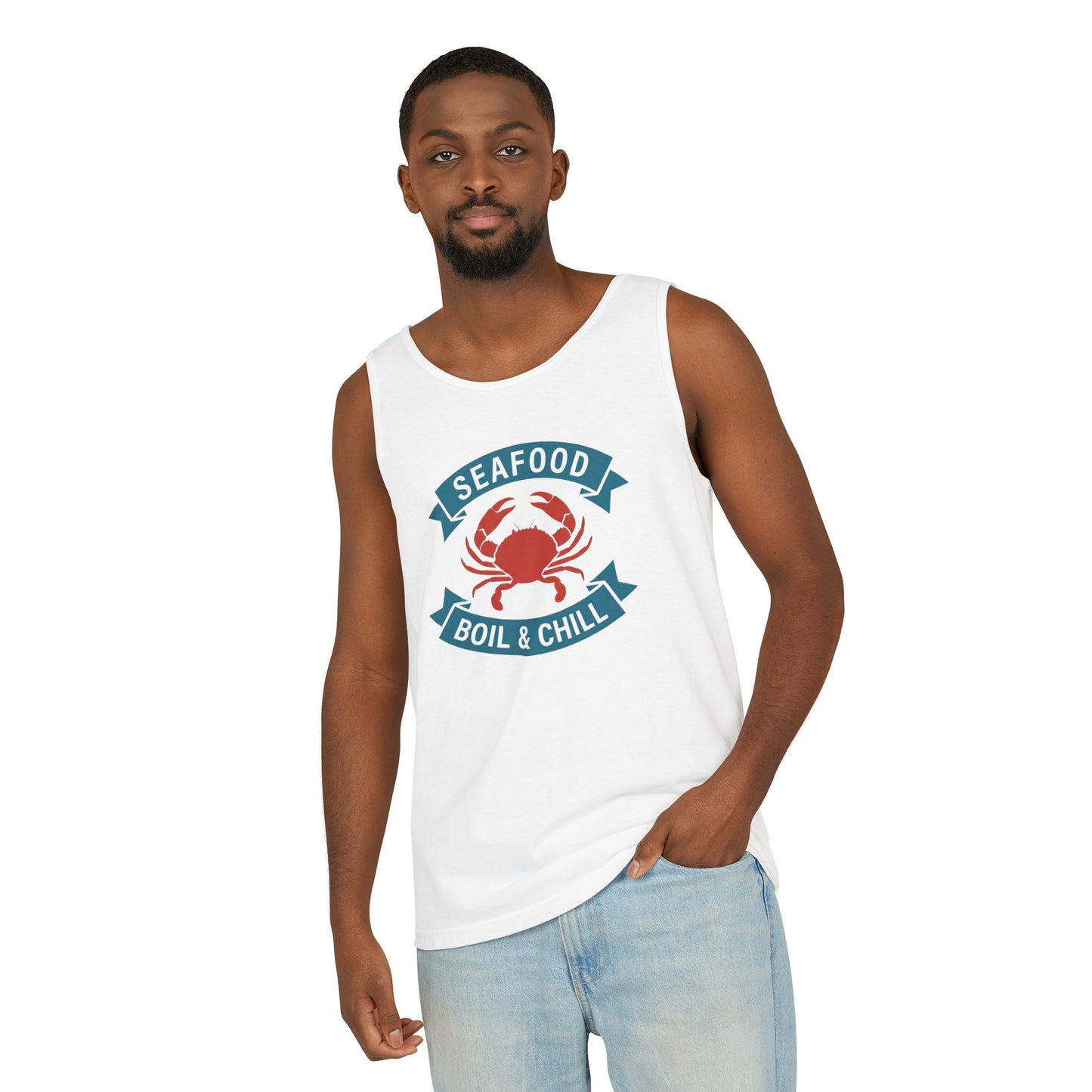 Seafood Boil & Chill Tank Top — Crab Graphic Summer Beach Shirt