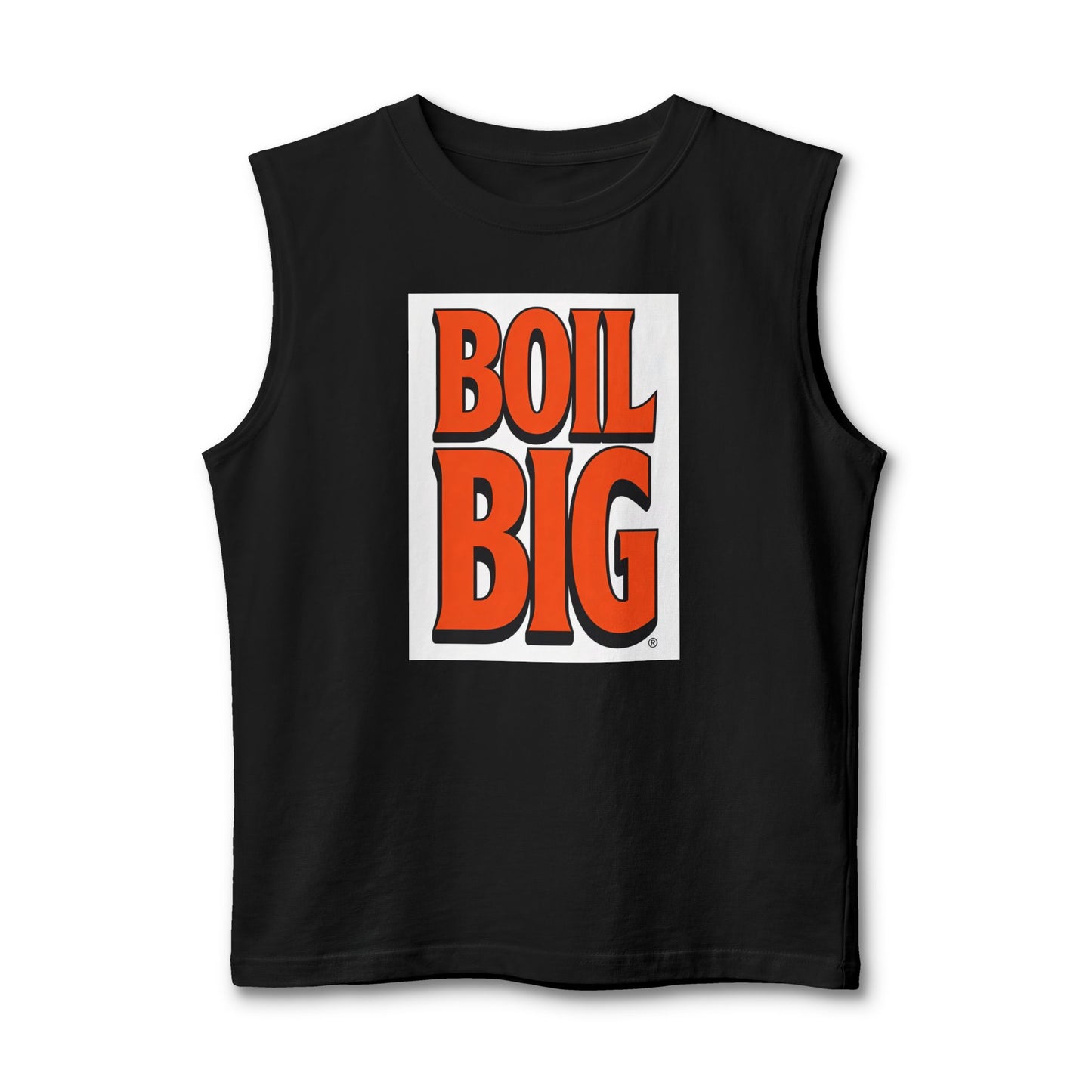 Boil Big Muscle Tank — Bold Retro Lettering Seafood & Crawfish Party Shirt
