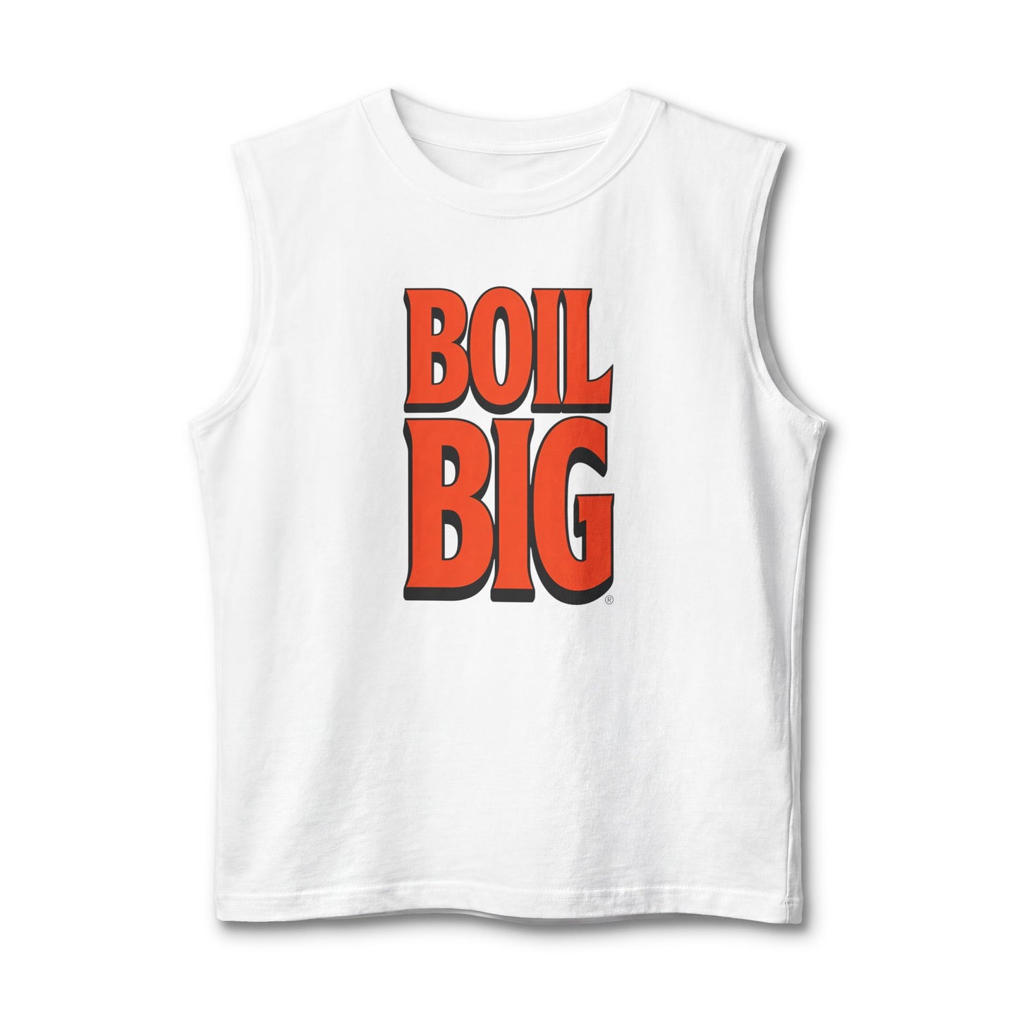 Boil Big Muscle Tank — Bold Retro Lettering Seafood & Crawfish Party Shirt
