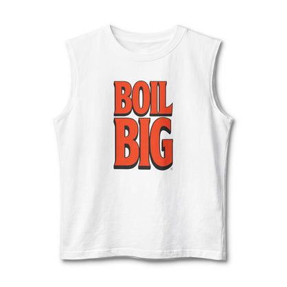 Boil Big Muscle Tank — Bold Retro Lettering Seafood & Crawfish Party Shirt