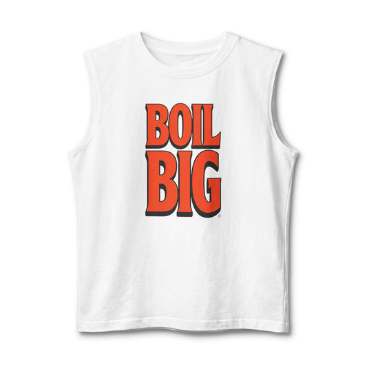 Boil Big Muscle Tank — Bold Retro Lettering Seafood & Crawfish Party Shirt